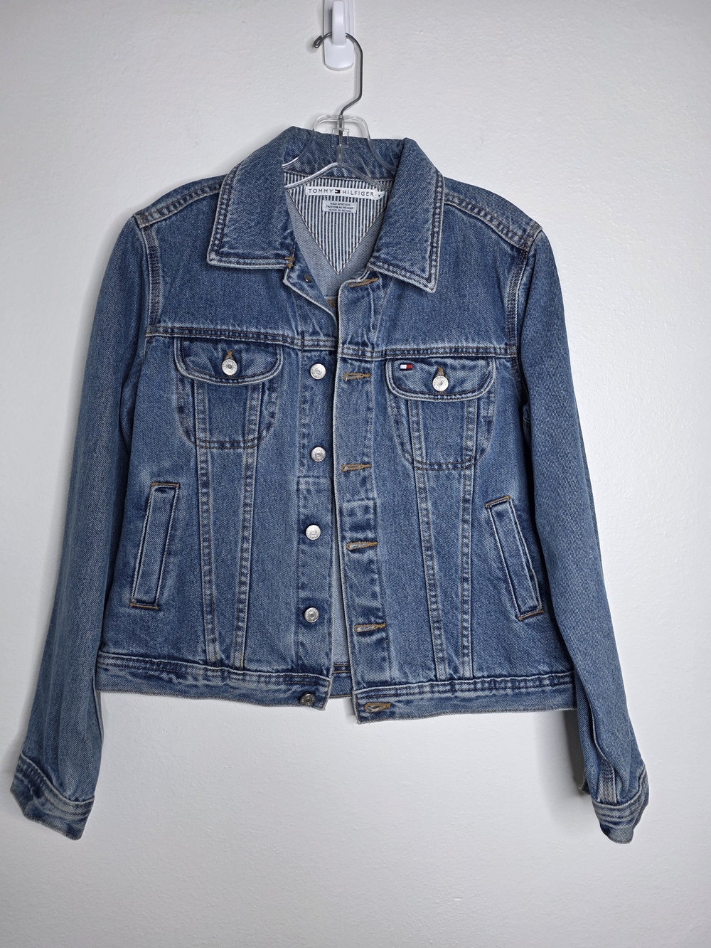 Vintage 90's Tommy Hilfiger Denim Jacket Womens Medium 100% Cotton Trucker Med